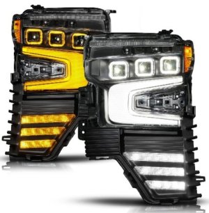 Chevrolet Silverado 1500 LED Projector Headlight - Driver Side - ANZO - Z-Series w/ Light Bar Style, DRL Switchback, Sequential Turn Signal - Black - `22-`26