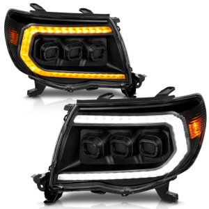 Toyota Tacoma LED Headlights - ANZO - Full LED Proj White DRL/Init/SeqSig - Black - `05-`11