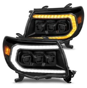 Toyota Tacoma LED Headlights - ANZO - Full LED Proj White DRL/Init/SeqSig - Black - `05-`11