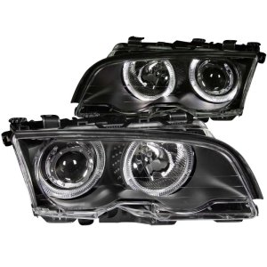 BMW 3 Series Projector Headlights - ANZO - w/ Halo, Clear Lens - Black - `99-`01