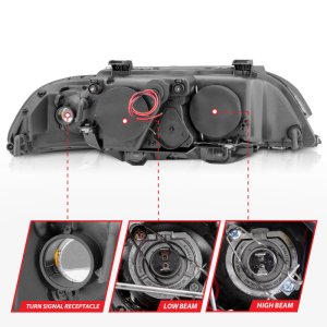 BMW 5 Series Projector Headlights - ANZO - Halo, Clear Lens - Black - `97-`01