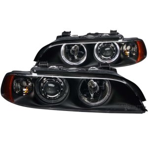 BMW 5 Series Projector Headlights - ANZO - Halo, Clear Lens - Black - `97-`01
