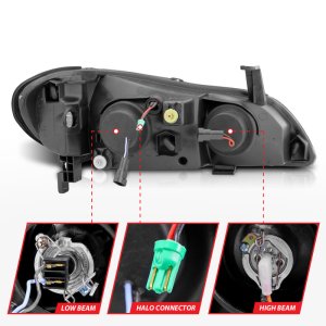 Infiniti I30 Projector Headlights - ANZO - w/ Halo, Clear Lens - Black - `00-`04