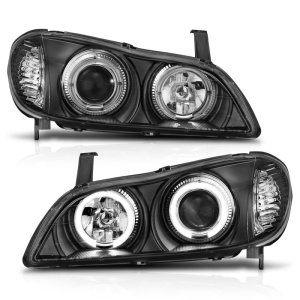 Infiniti I30 Projector Headlights - ANZO - w/ Halo, Clear Lens - Black - `00-`04