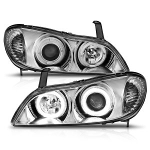 Infiniti I30 Projector Headlights - ANZO - w/ Halo, Clear Lens - Chrome - `00-`04