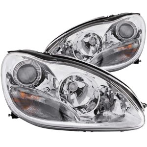 Mercedes-Benz S Class Projector Headlights - ANZO - Clear Lens, Chrome Housing, Pair, Non HID Models - Chrome - `00-`05