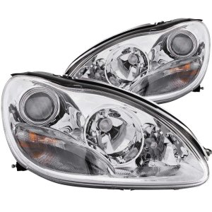 Mercedes-Benz S Class Projector Headlights - ANZO - Clear Lens, Chrome Housing, Pair, Non HID Models - Chrome - `00-`05