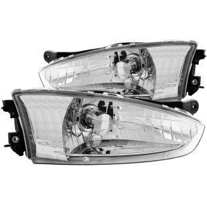 Mitsubishi Mirage Crystal Headlights - ANZO - Clear Lens - Chrome - `97-`02