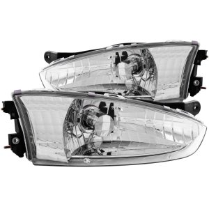 Mitsubishi Mirage Crystal Headlights - ANZO - Clear Lens - Chrome - `97-`02