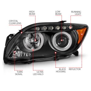 Scion Tc Projector Headlights - ANZO - Halo Black (CCFL) - Black - `05-`10