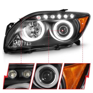 Scion Tc Projector Headlights - ANZO - Halo Black (CCFL) - Black - `05-`10