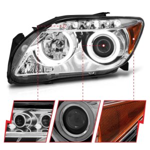 Scion Tc Projector Headlights - ANZO - w/ Halo Chrome (CCFL) - Chrome - `05-`10