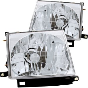 Toyota Tacoma Crystal Headlights - ANZO - Clear Lens, Chrome Housing, Pair - Chrome - `97-`00