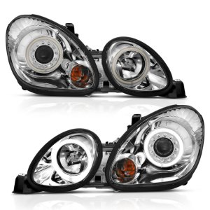 Lexus GS300 Projector Headlights - ANZO - w/ Halo, Clear Lens, Chrome Housing, CCFL - Chrome - `98-`05