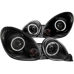 Lexus GS300 Projector Headlights - ANZO - w/Halo, Black Housing, Clear Lens - Black - `98-`05