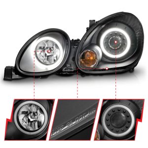 Lexus GS300 Projector Headlights - ANZO - w/Halo, Black Housing, Clear Lens - Black - `98-`05