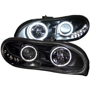 Chevrolet Camaro Projector Headlights - ANZO - w/ Halo, Clear Lens, Black Housing - Black - `98-`02
