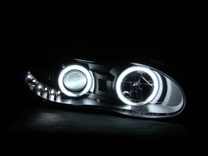 Chevrolet Camaro Projector Headlights - ANZO - w/ Halo, Clear Lens, Black Housing - Black - `98-`02
