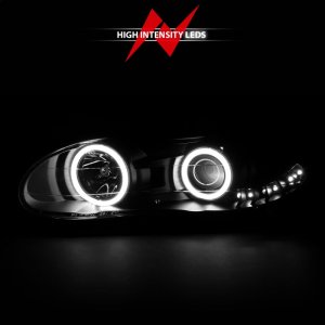 Chevrolet Camaro Projector Headlights - ANZO - w/ Halo, Clear Lens, Black Housing - Black - `98-`02