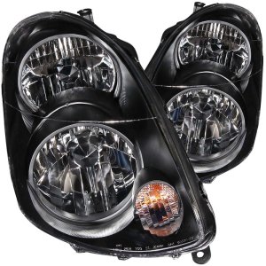 Infiniti G35 Headlights - ANZO - Crystal with Clear Lens - Black - `03-`04