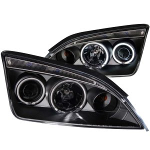 Ford Focus Projector Headlights - ANZO - w/ Halo, Clear Lens - Black - `05-`07