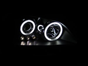 Lexus IS300 Projector Headlights - ANZO - w/ Halo, Clear Lens, Black Housing - Black - `01-`05