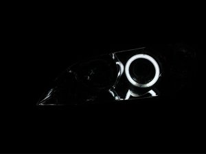 Mazda 3 Projector Headlights - ANZO - w/ Halos - Chrome - `04-`08