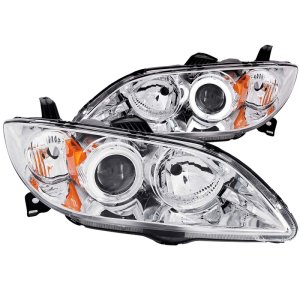 Mazda 3 Projector Headlights - ANZO - w/ Halos - Chrome - `04-`08