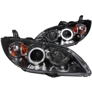 Mazda 3 Projector Headlights - ANZO - Halo, CCFL - Black - `04-`08