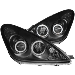 Lexus ES300 Projector Headlights - ANZO - w/ Halo, Clear Lens, Black Housing - Black - `02-`03