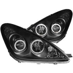 Lexus ES300 Projector Headlights - ANZO - w/ Halo, Clear Lens, Black Housing - Black - `02-`03