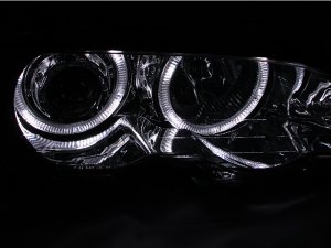 BMW 3 Series Projector Headlights - ANZO - Halo, Clear Lens - Chrome - `00-`03