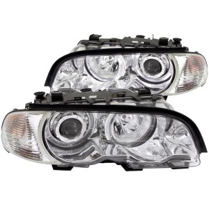 BMW 3 Series Projector Headlights - ANZO - Halo, Clear Lens - Chrome - `00-`03