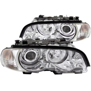 BMW 3 Series Projector Headlights - ANZO - Halo, Clear Lens - Chrome - `00-`03