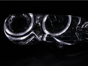 BMW 3 Series Projector Headlights - ANZO - Halo, Clear Lens - Chrome - `00-`03