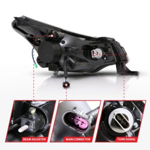 Ford Focus Projector Headlights - ANZO - w/Halo, Clear Lens, Black Housing - Black - `08-`11