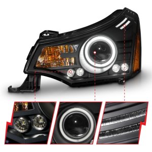Ford Focus Projector Headlights - ANZO - w/Halo, Clear Lens, Black Housing - Black - `08-`11