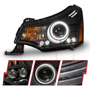 Ford Focus Projector Headlights - ANZO - w/Halo, Clear Lens, Black Housing - Black - `08-`11