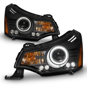 Ford Focus Projector Headlights - ANZO - w/Halo, Clear Lens, Black Housing - Black - `08-`11