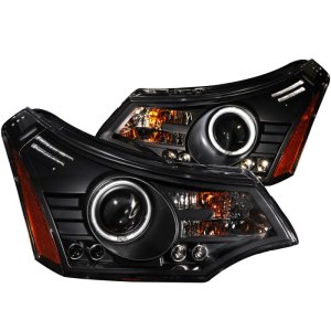 Ford Focus Projector Headlights - ANZO - w/Halo, Clear Lens, Black Housing - Black - `08-`11