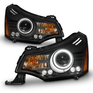 Ford Focus Projector Headlights - ANZO - w/Halo, Clear Lens, Black Housing - Black - `08-`11