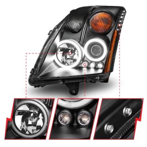 Nissan Sentra Projector Headlights - ANZO - w/Halo, Clear Lens, Black Housing - Black - `07-`12