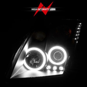 Nissan Sentra Projector Headlights - ANZO - w/Halo, Clear Lens, Black Housing - Black - `07-`12