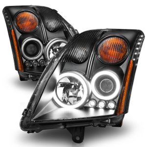 Nissan Sentra Projector Headlights - ANZO - w/Halo, Clear Lens, Black Housing - Black - `07-`12