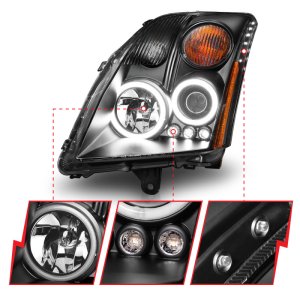 Nissan Sentra Projector Headlights - ANZO - w/Halo, Clear Lens, Black Housing - Black - `07-`12