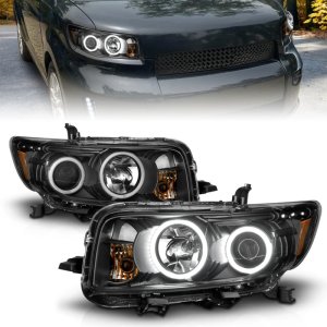 Scion Xb Projector Headlights - ANZO - with Halo, Clear Lens - Black - `08-`10