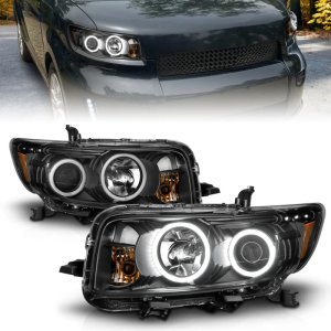 Scion Xb Projector Headlights - ANZO - with Halo, Clear Lens - Black - `08-`10