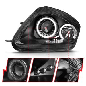 Mitsubishi Eclipse Projector Headlights - ANZO - Halo, Clear Lens, Black Housing - Black - `00-`05
