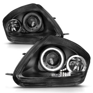 Mitsubishi Eclipse Projector Headlights - ANZO - Halo, Clear Lens, Black Housing - Black - `00-`05