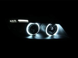 BMW 3 Series Projector Headlights - ANZO - w/ Halo, LED Bar, CCFL - Black - `06-`08